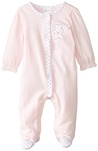 Absorba Baby Girls' "Dotted Teddy" Footed Coverall - pink, 3 - 6 months