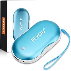 PEYOU Rechargeable Chauffe-Mains, 3 en 1 USB Chauffe-Mains électrique 5200mAH Portable Batterie Externe avec Fonction d'éclairage LED pour iphone,Samsung,ipad,etc-Cadeau de Noël Parfait(Bleu Ciel)