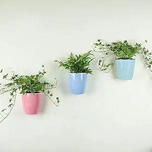 Kurtzy Self Watering Flower Pot Wall Hanging Planters for Garden Indoor Outdoor Living Room Bedroom Balcony Table Vase Home Decor Assorted Colors Set of 3