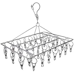 Hltd Egouttoir Drip Cintre en Acier Inoxydable Chaussettes sous-vêtements Séchoir à Linge Étendoir à Linge Séchoir Cintre pour Gants, Serviettes, 36 Clip