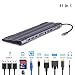 Produktbild QKa USB C Hub, Laptop Basis, Typ C Hub Adapter Aluminium 11 in 1 Laptop Dockingstationen Typ C auf USB 3.0, TF, HDMI, VGA, RJ45, Mini DP Adapter für MacBook Samsung Galaxy