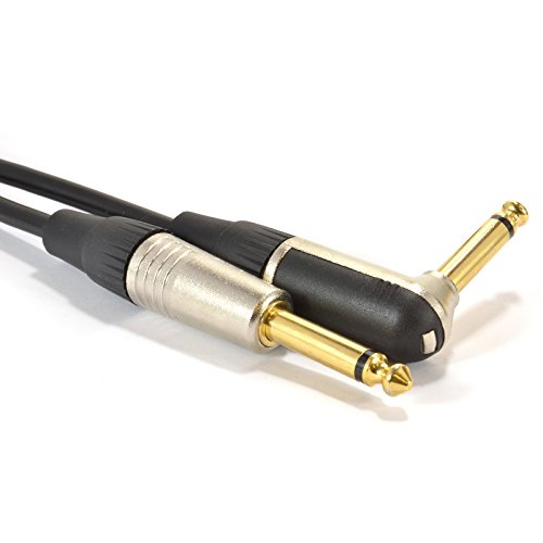 GOLD Right Angle MONO Jack 6.35mm Guitar/Amp LOW NOISE Cable Lead 2m [2 metres]