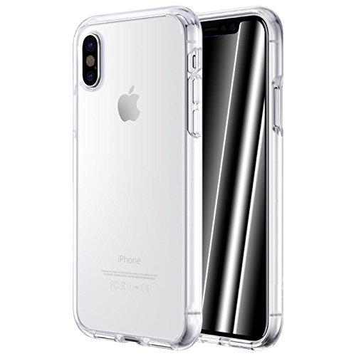 Preisvergleich Produktbild Conie Silkon Rückschale Transparent, Case Für iPhone X - Flexibles Cover, Druckknöpfe Rutschfest, iPhone XS Durchsichtig Klare Schutz- Hülle