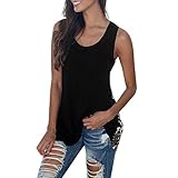 Yvelands Damen Weste Tank top lose beiläufige ärmellose O Hals Leopard Print Top Bluse(CN-S,Schwarz)