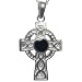 WHITBY JET - Sterling Silver Cross Pendant / 18inch Chain