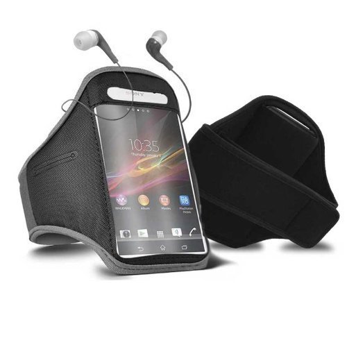 Preisvergleich Produktbild Tech Protect Sony Xperia Z1 Compact Sports Gym Jogging Adjustable Armband Grey Protective Case Cover & 3.5mm Hands Free In Ear Headphones by Tech Protect