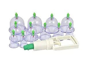 Gnexin 12 Cupping Cups Bio Magnetic Traditional Chinese Therapy Cupping Set Household Pull Out Vacuum Cupping Kit/Chinese Massage Medical Cupping Set Suction Acupuncture with Extension Tube