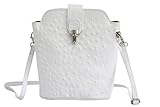 Handgefertigt in Italien AMBRA Moda Kleine Ledertasche, Umhängetasche, Schultertasche SL704 (Weiß)