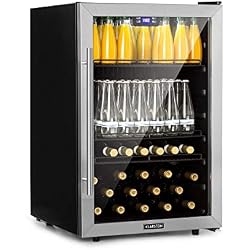 Klarstein Beersafe XXL réfrigérateur à boissons - réfrigérateur, 148L: jusqu'à 231 canettes, 3 étagères métalliques, porte vitrée, roulettes, façade en inox