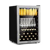 Klarstein Beersafe XXL réfrigérateur à boissons - réfrigérateur, 148L: jusqu'à 231 canettes, 3 étagères métalliques, porte vitrée, roulettes, façade en inox