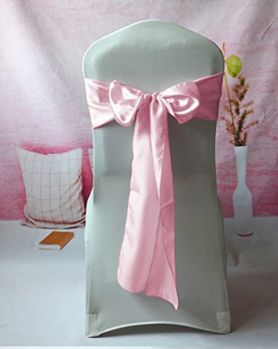 25x Satin Stuhlschleifen in puderrosa Läufer Taft Schleife Schleifen Stuhlhussen Hochzeit