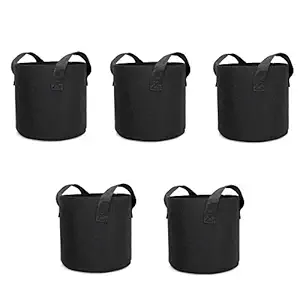 Wonderland (Pack of 5) 12 x 12 inch Grow Bags Heavy Duty Container Thickened Nonwoven Fabric Plant Pots with Handles