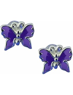 SL-Collection Ohrringe Kinderohrringe Schmetterling zwei Farben 925 Silber