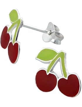 So Chic Schmuck - Kinder Ohrstecker Kirsch Bunte Sterling Silber 925