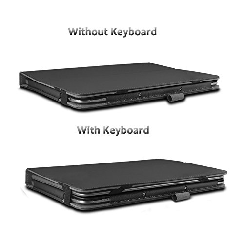 ASUS T101HA / Transformer Book T101HA Hülle Case -Infiland Slim Fit Folio PU-lederne dünne Kunstleder Schutzhülle Cover Tasche für Asus T101HA-GR004T / GR001T 10.1 Zoll Tablet-PC 2016 (mit Auto Schlaf / Wach Funktion, Tablet und Tastatur sind nicht entgehaltet)(Schwarz) - 5