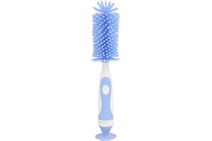 Manyao Goupillon Biberon Silicone, Lave biberon Brosse de Nettoyage Biberon, Brosse à Biberon Goupillon Bib Rotatif pour Biberon et Tétine (Bleu)