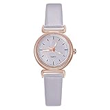 EUCoo Damenuhr Casual Quarz Lederband Uhr Matt Zifferblatt Analoge Armbanduhr Quarzuhr (A)