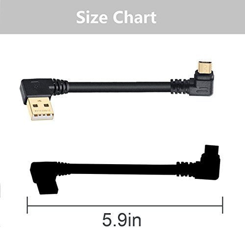 MXtechnic USB 2.0 Kabel 90° High Speed A-Stecker auf Micro-B-Winkelstecker Ladenkabel Vergoldet Rechts Winkel Datenkabel Schwarz (10 cm) - 5