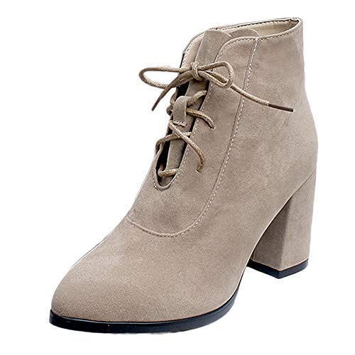 Preisvergleich Produktbild WWricotta Damen Schuhe Stiefeletten Chelsea Boots mit Blockabsatz Profilsohle Kurzschaft Stiefel Freizeitschuhe Schnürschuhe Martin Stiefel Ankle Boots