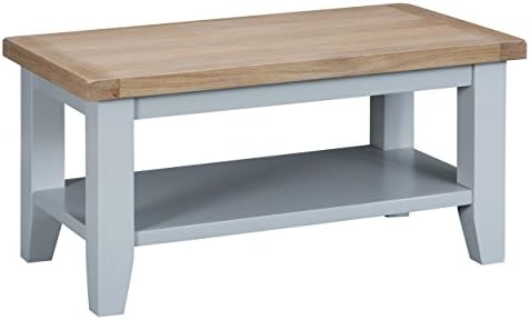 Taunton Grey Painted Small Coffee Table 1 Storage Shelf with Lime wash Oak Tops
