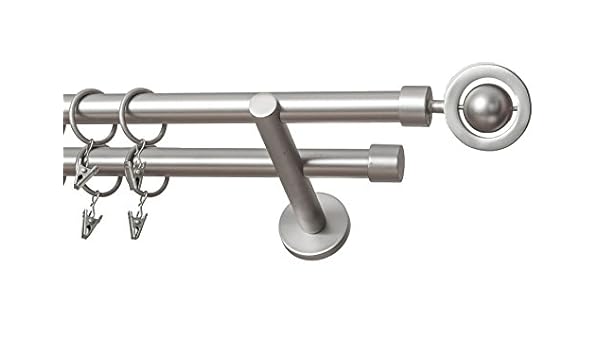 Modern Chrome Metal Double Curtain Rod Pole 19 19 Mm Alpi White