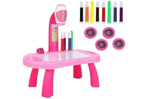 ZERODIS Tables à dessin lumineuses Projecteur de Dessin Bureau Enfant dessin Toy Apprendre À Lire Et À Écrire Tableaux Peinture (Pink)