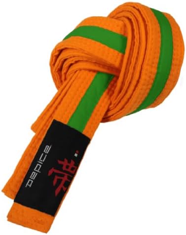 DEPICE Karate/Judo Belt, Unisex, Belt, Gürtel Karategürtel Judogürtel, Orange/Grün