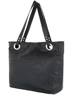 iTal-dEsiGn Damentasche Mittelgroße Shopper Tragetasche Schultertasche Kunstleder TA-3560