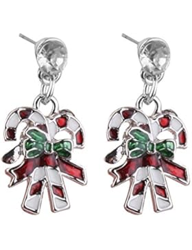 Weihnachten Zuckerrohr Stil Ohrringe Ohrbolzenkristall Dekor Xmas Party Geschenk Schmuck