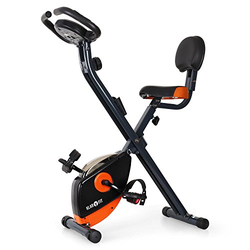 Klarfit X-Bike 700 Ergometer Heimtrainer für Ausdauertraining (faltbar, 8-stufiger Widerstand, bis 100kg, Trainingscomputer, verstellbarer Sattel, Pulsmesser) orange, blau oder grün - 6