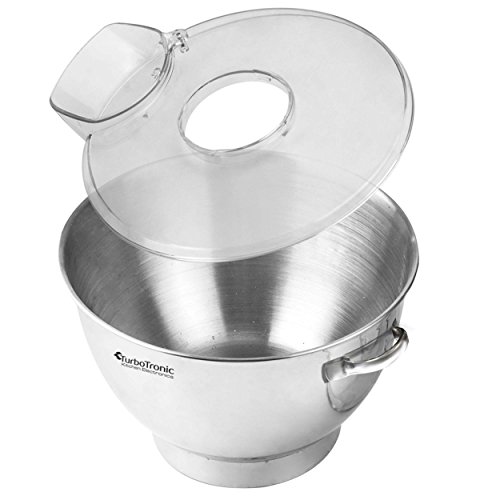 2000W Edelstahl Küchenmaschine 2,7 PS mit 6,5 Liter Edelstahl-Schüssel mit Griffen, perfekte Ergebnisse durch Planetenrührwerk, inklusive Zubehör: Edelstahl Schneebesen, Knethaken & Rührhaken spülmaschinenfest - 3