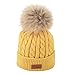Produktbild Fuibo Baby Mütze, Kleinkind Kind Mädchen & Jungen Baby Infant Winter häkeln Strickmütze Beanie Haarball Cap | Baby Mütze Beanie Keep Warm Hut Strickmützen (Gelb)