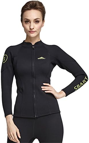 SANANG Women 2MM Neoprene Wetsuit Tops Long Sleeve Swimsuit Shirt Anti-UV Spearfishing Swim Diving Jacket (Small)