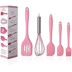 Lot de 5 ustensiles de cuisine en silicone pour chef rose