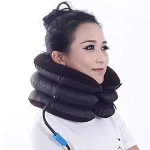 Crevizon Neckline Pillow Man and Woman Massage & Relaxation Air Bag 3 Tier Inflatable Pain Relief Massager Multi Color