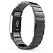 Produktbild MoKo Fitbit Charge 2 Armband - Edelstahl Replacement Wrist Band Watchband Strap Uhrenarmband Erstatzband mit Metallschließe und Schnalle für Fitbit Charge 2 Smartwatch Zur Herzfrequenz und Fitnessaufzeichnung, Schwarz