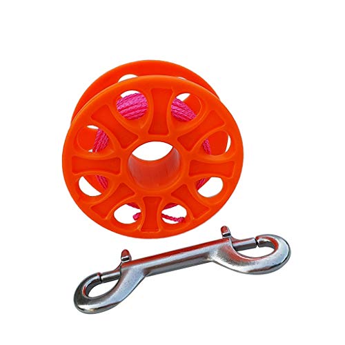 IPOTCH Compact Scuba Diving Dive Reel, Finger Spool & 18m/30m High Visible Strong Line, Stainless Steel Dual End Bolt Snap Safety Gear Equipment