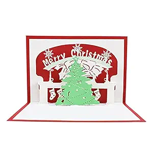 3D Pop Up Christmas Cards Greeting Holiday Cards with Envelope Xmas Decoration Ornament Xmas New Year Holiday Festivals Gift-Daerzy