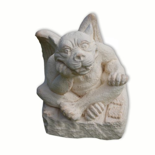 Preisvergleich Produktbild Steinfigur "sitzender Flug-Gargoyle" hell