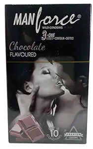 Manforce Condoms - Chocolate (3 in 1), 10 Pieces Carton