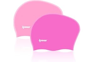 ipow Hochwertige Silikon Badekappe Bademütze Badehaube für Lange Haare gesund und warm Swin Cap