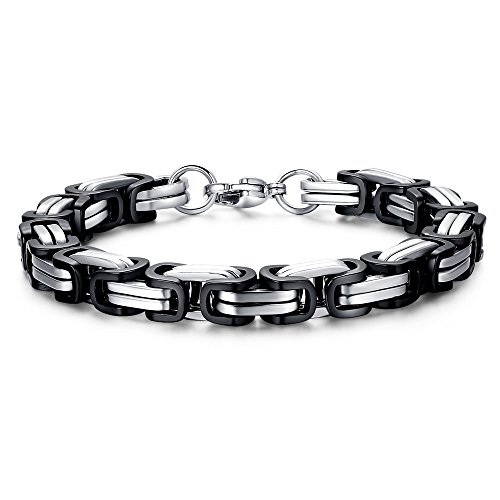Emma Gioielli – Herren Armband Edelstahl Kettenarmband Byzantiner Königskette Königsarmband Herrenkette Panzerkette – Schmucketui