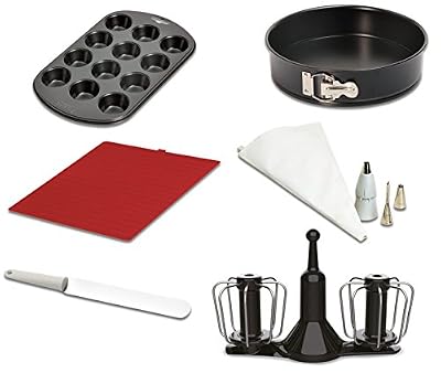 Moulinex XF389010 Kit Pâtisserie pour Robot Cuisine Companion 6 Accessoires Fouet Moules à Manqué et à Muffins Set de Poches à Douilles Tapis Silicone Spatule Flexible