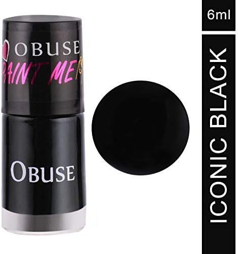 OBUSE Paint Me Premium Nail Polish, Iconic Black, 6 ml, 100% Vegen and 5-Free Fomula (Free from Harmful Chemicals)