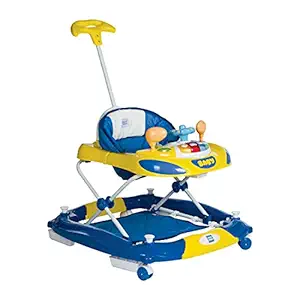 Mee Mee Anti-Fall Baby Walker with Rocker, Adjustable Height and Seat (Blue)