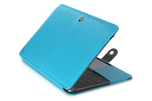 Se7enline® (2 in 1) Macbook 12 Zoll PU Leder Schutzhülle mit Glatt Weich Berühren PU Leder Sleeve Tasche Hülle für Macbook Retina 12 Zoll Modell A1534 + Klar TPU DE Design (QWERTZ) Tastatur Schutzhülle – Blau/blue - 4