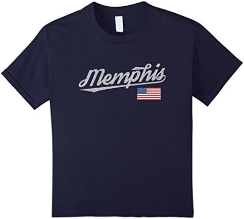 Memphis Tennessee Distressed USA Flag T-Shirt Kids 12 Navy