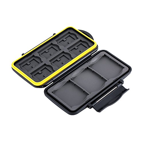 Flashwoife Turtle-SD6CF3MSD12 wasserdichte Speicherkarten Schutzbox für 3 Stück CF und 6 Stück SDHC und für 12 Stück MicroSD Cards Case in schwarz/gelb - 4