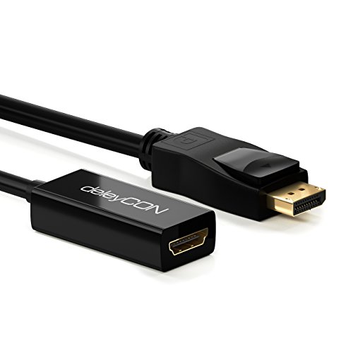 deleyCON DisplayPort zu HDMI Adapter-Kabel – 4K / 2160p / 1080p / 3D / Audioübertragung – DP Stecker auf HDMI Buchse – vergoldet – TV / PC / MAC - 2