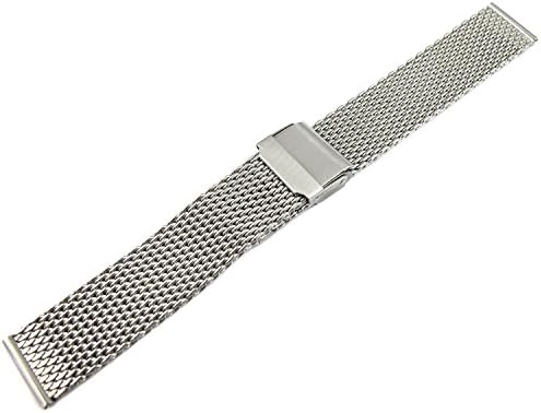 AngxunBeauty 20mm Stainless Steel Shark Mesh Milanese Watch Band Stainless Steel Mesh Replacement Strap